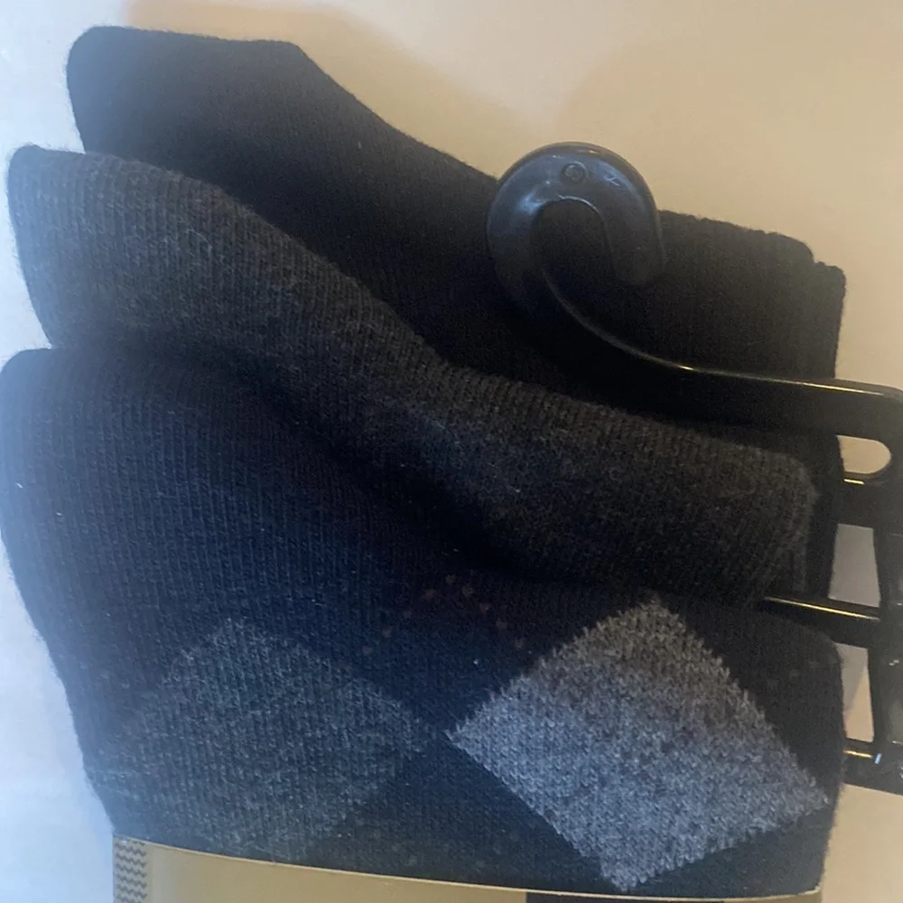 GOLD TOE 3p Casual Fashion Socks Gray Black Ribbed Argyle $18
